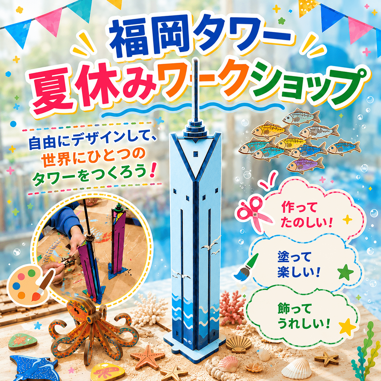 【ワークショップ開催】オリジナルの福岡タワーを創ろう！